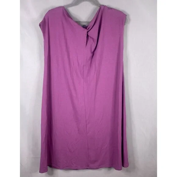 Eileen Fisher Dress Womens Large Purple Curan Bateau Jersey Shift Pockets - Picture 3 of 11